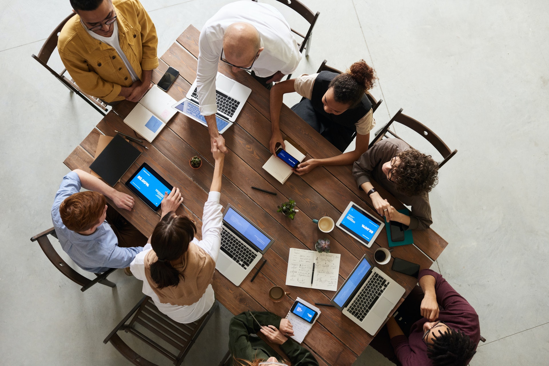 Meeting table with participants